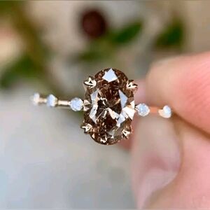 Fashion Jewelry Faux Diamond Brown and Gold Ring Size 7